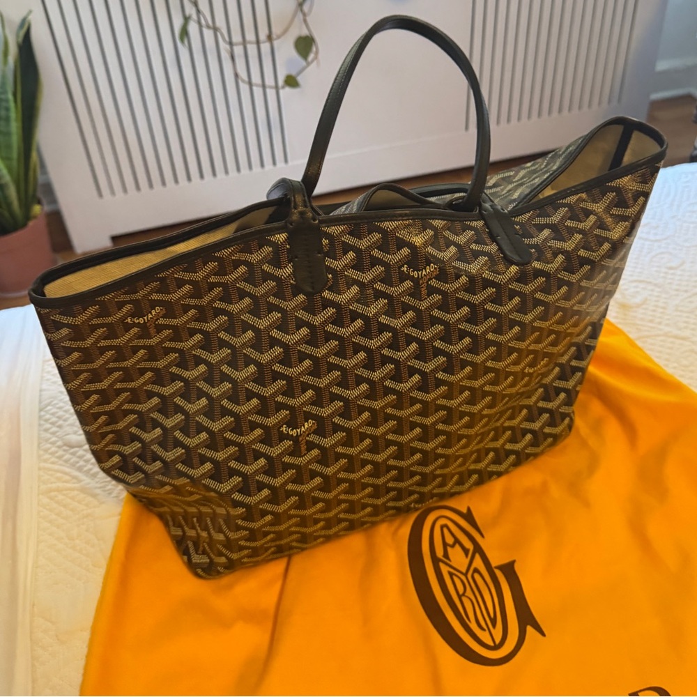 Goyard Black and Tan Chevron Shoulder Bag